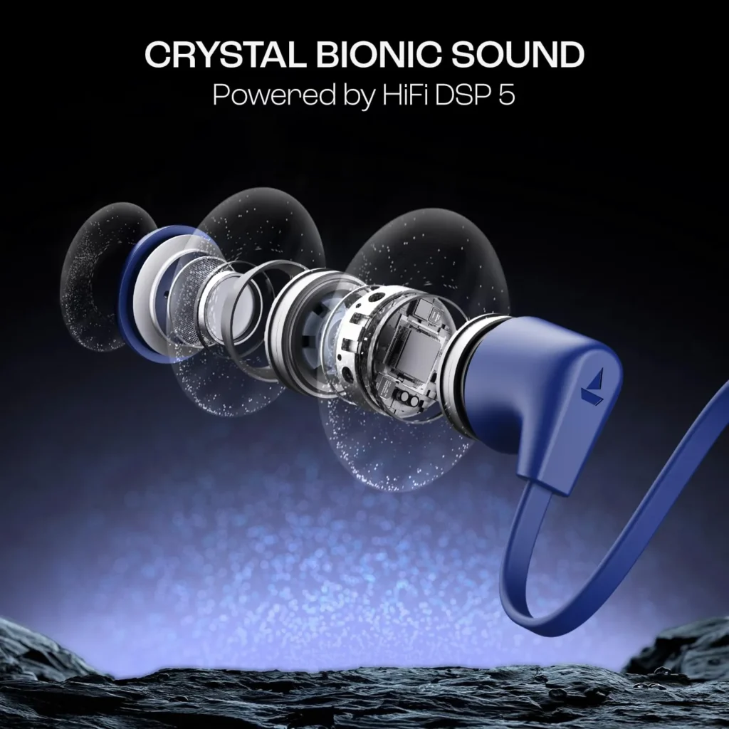Boat Rockerz Trinity in Ear Earphones with 150H Playtime, Crystal Bionic Sound Powered by HiFi, Signature Sound, Beast™ Mode, ENx™ Tech, ASAP™ Charge,IPX5,Dual Pairing(Cosmic Black)